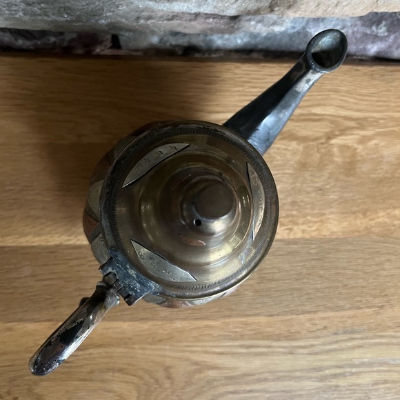 VTG Moroccan Teapot Handcrafted Silver Copper Brass Pieced Boho Decorative - Picture 4 of 8